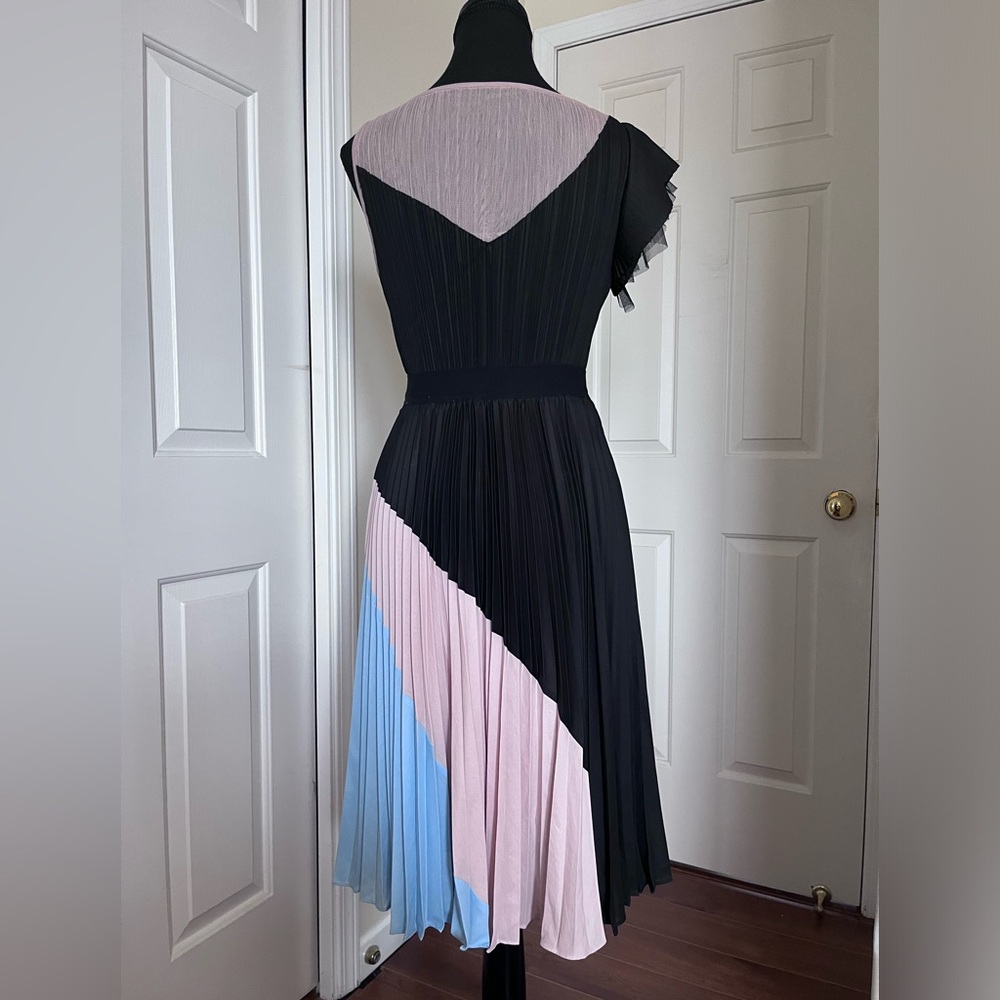 BCBGMaxAzria Black and Pink Pleated One Shoulder Dress - Picture 2 of 7